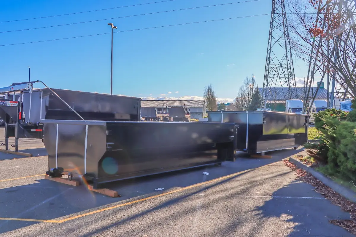 Roll-off dumpster ready for waste disposal at job site for 8 Yard Dumpster Rental in Eureka